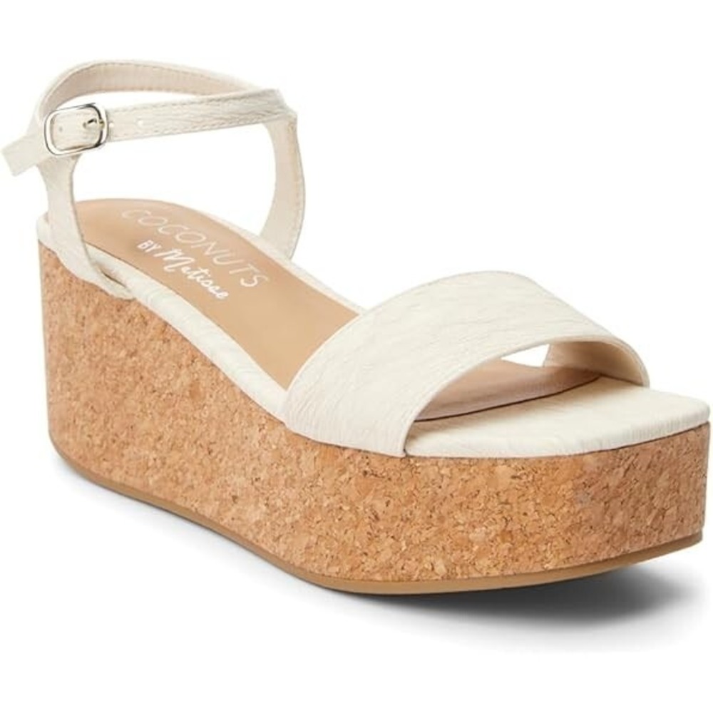 Coconuts by Matisse Marci Platform Cork Wedge Ivory Womens Sandal 10 MARCI-158